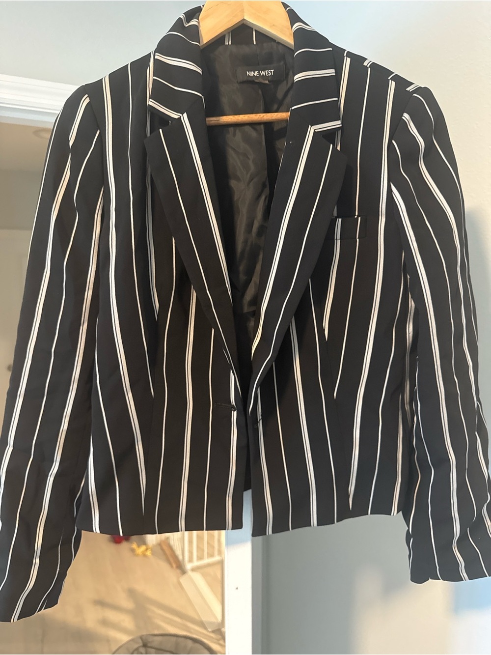 Nine West Black and White Pinstripe Blazer